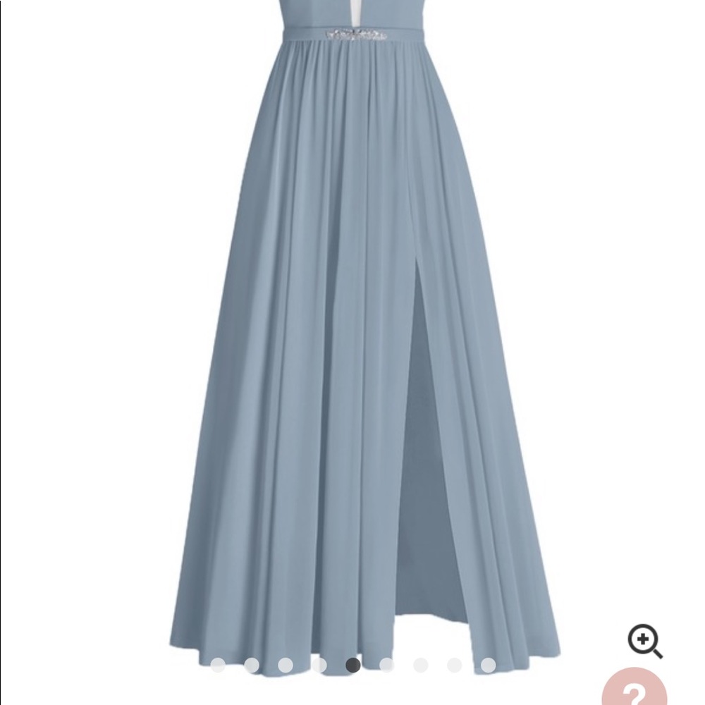 Dusty Blue Azazie full length Bridesmaid Dress